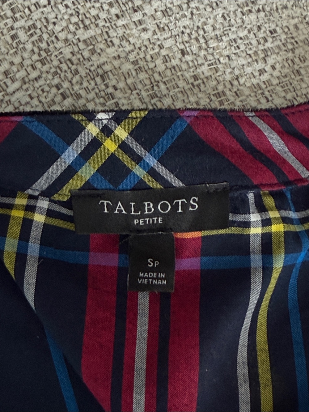 Talbots Cabin Plaid Split Neck Tunic Velvet Trim Cotton Top Small - Picture 12 of 15